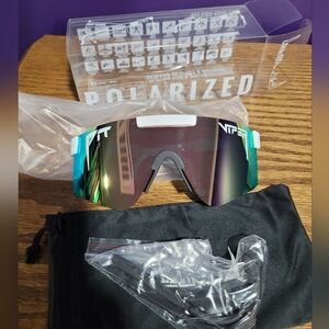 pit viper polarized sunglasses, white w multicolor lense authentic new in box